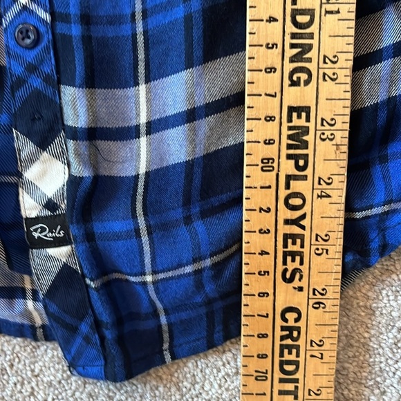 Rails Hunter Blue Plaid Button Down Flannel Blouse Size X-Small - Picture 8 of 8